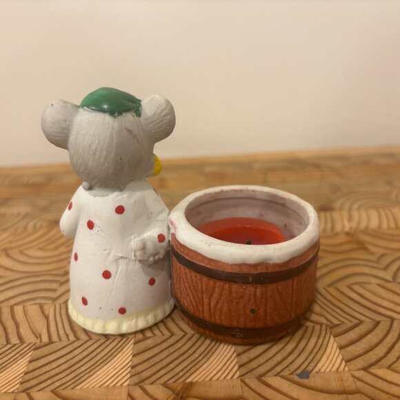 Ceramic Candle Holder Teddy Bear & Mouse - Set of 2 Vintage Votive Holders - Picture 9 of 11